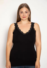 Siyah Inci Φανελακι Γυναικειο Plus Size Με Φαρδια Τιραντα Lace SI682